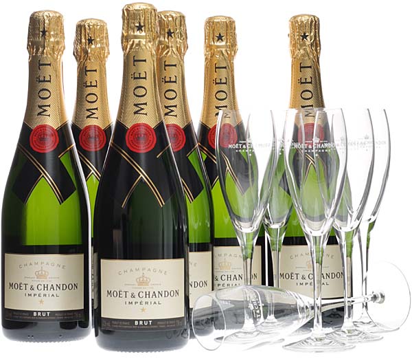 Moet Chandon Imperial Brut 6er Karton mit 6 Gl&auml;sern