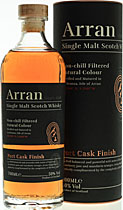 Arran Port Cask Finish - Arran Port Cask Finish 0,7l with 50% Vol.  The Arran Distillery ist the youngest Distillery in Scottland.  Colour: Bronze  Nose: Citrus, Vanilla, dry fruit and hazelnut.  Taste: Spice, Cinnamon, Plumpudding.  Finish: fruity and rich.  The Arran Port Cask