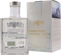 Godet+Antarctica+Cognac+weiss - Cognac Godet Antarctica with 500 ml. and 40 % volume.  This cognac matured for 7 years in oak barrels and got a natural filtration to get this colour. Its nearly without any colour. Pressed from the F...