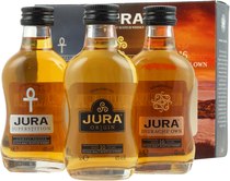 Isle of Jura Miniature Set Origin 10 years, Superstition and Diurachs Own 16 years - Isle of Jura - The Collection Miniature Set  Neither about the Isle of Jura nor about its Distillery one has to lose many words. The rough Scotch from the Coast is peaty and genius. In every swig you ...