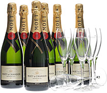 Moet Chandon Imperial Brut 6er Karton mit 6 Gl�sern - Moet Chandon Brut Imperial 6 x 750 ml. mit 12 % Vol. und 6 Champagnergl�ser.  In dieser Edition gibt es 6 Flaschen Moet Chandon Brut Imperial mit 6 Gl�sern als Geschenk dazu. Perfekt f�r jede Feier, die etwas besonderes werden soll.  Moet hat sich zum Ziel gesetzt ...