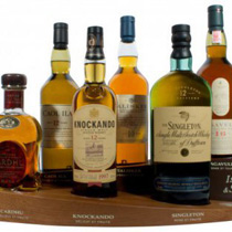 Single Malt Display with Caol Ila, Talisker, Lagavulin, Cardhu, Singleton and Knockando - A Single Malt Display in a great design  One each of the following is included with the stand.  1x Talisker 10 years with 0,7l and 45,8% Vol. 1x Cardhu 12 years with 0,7l and 40% Vol. 1x Caol Ila 12 y...