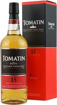 Tomatin Whisky 15 years - Tomatin 15 years with 700 ml. capacity and 43 % volume. A Highland Single Malt Whisky.  The Tomatin 15 years is a Highland Single Malt Whisky which is lightly peaked. The taste is well balanced and wi...