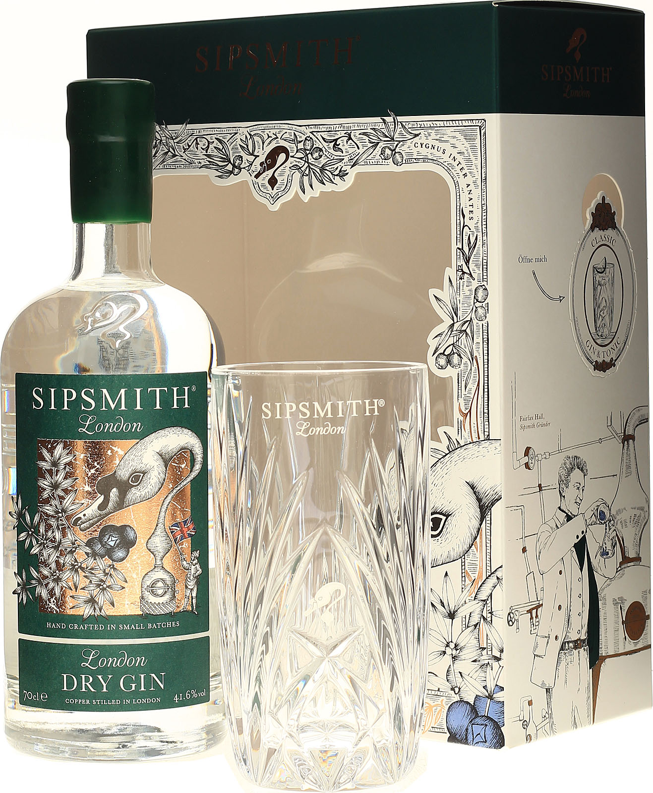 Sipsmith London Dry Gin Geschenkset mit Glas, neu im Sh