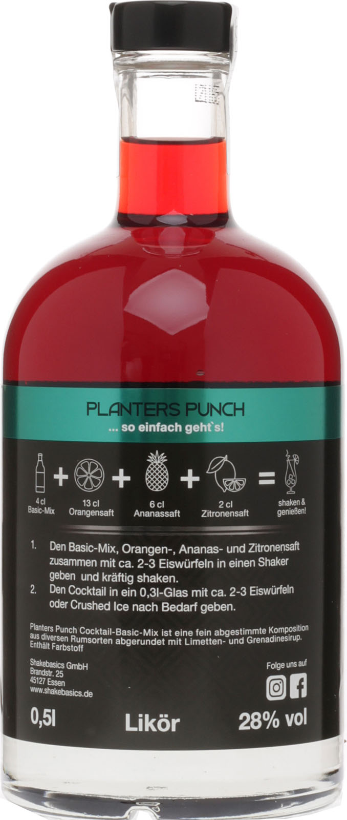 Shakebasics Planters Punch 0,5 Liter 28 % Vol. im Shop