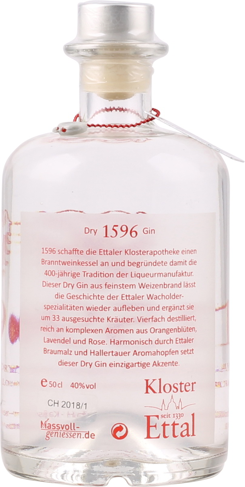 1596 Ettaler Bayerischer Dry Gin 0,5 Liter 40 % Vol. ei