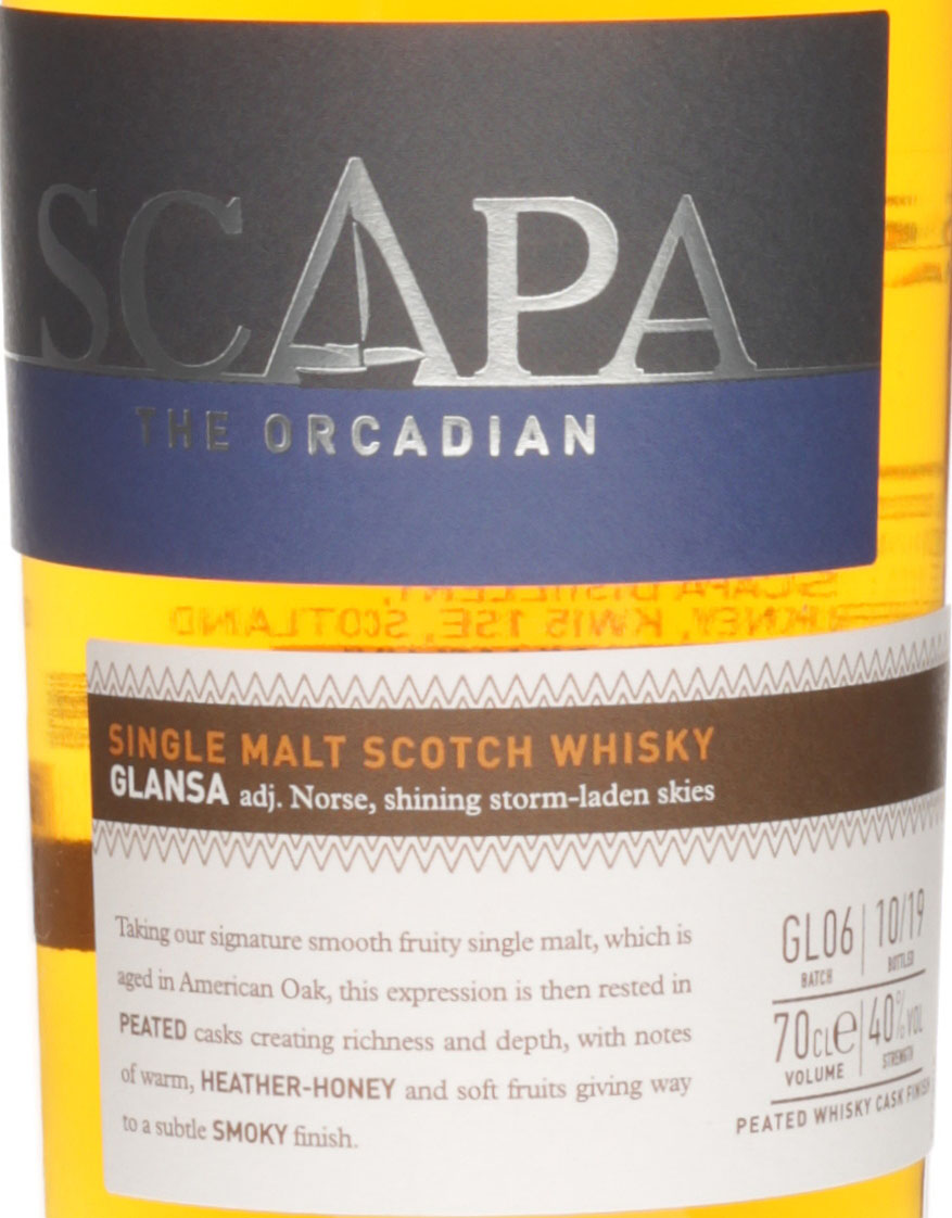 Whisky Scapa The Orcadian Glansa - Single Malt 40% Vol 0,7l Boîte Cadeau