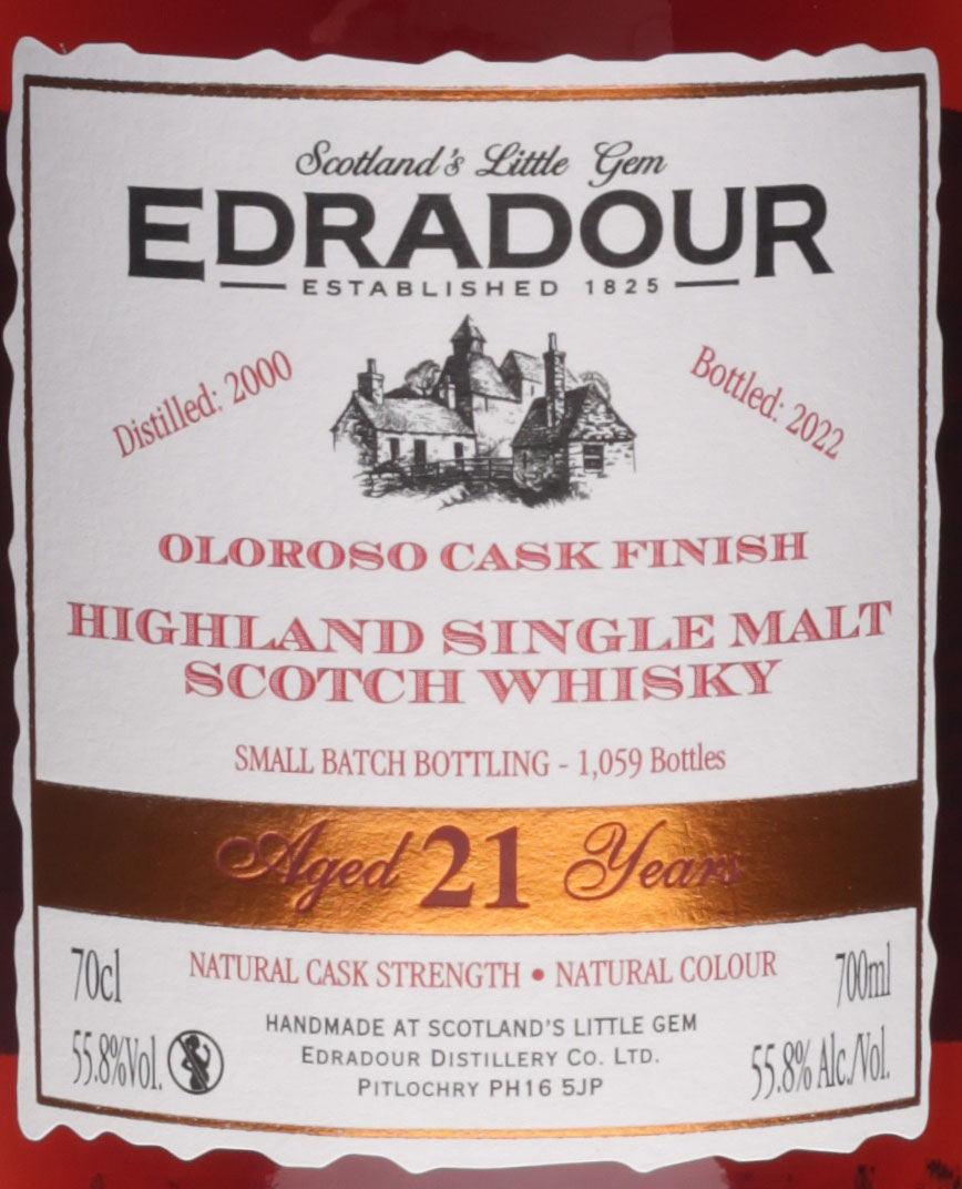 Edradour 21 Jahre Sherry Finish 0,7 Liter 55,8 % Vol. i