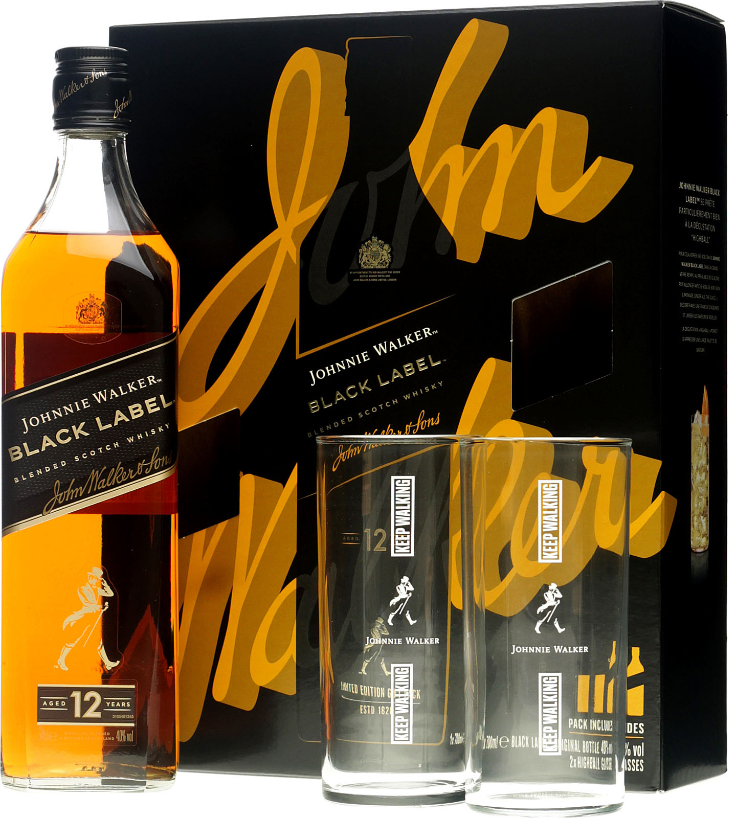 Johnnie Walker Black Label mit 2 Gläser - Beim Johnnie