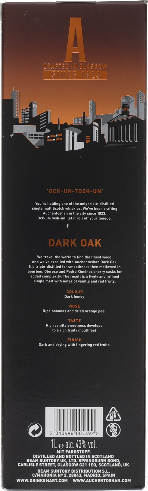 Auchentoshan DARK OAK Single Malt Scotch Whisky 43% Vol. 1l