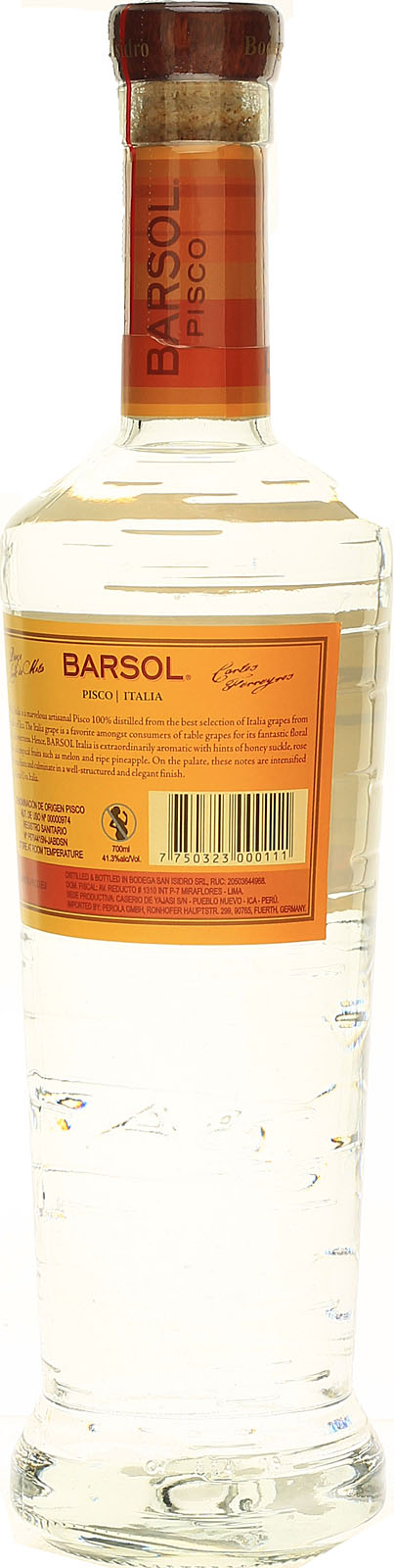 Barsol Pisco Italia 0,7 Liter 41,3 % Vol. im Shop