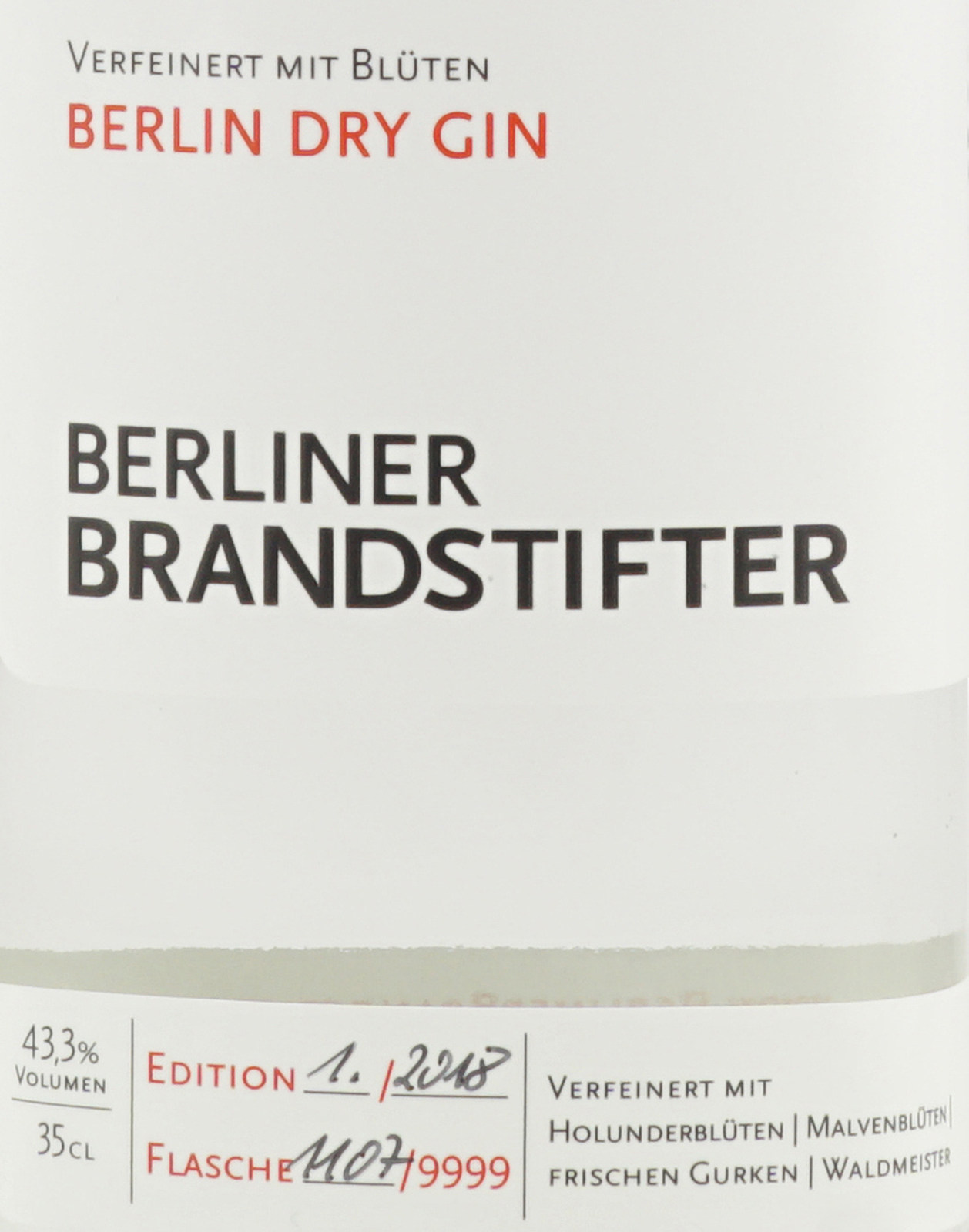 Berliner Brandstifter Berlin Dry Gin 350 ml. und 43,3 %