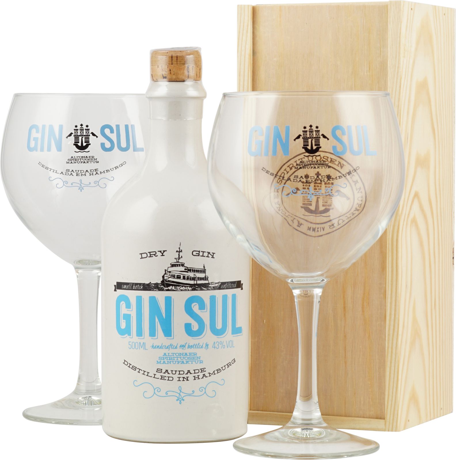 Gin Sul Geschenkpaket mit zwei Gin Sul Gläsern und stab