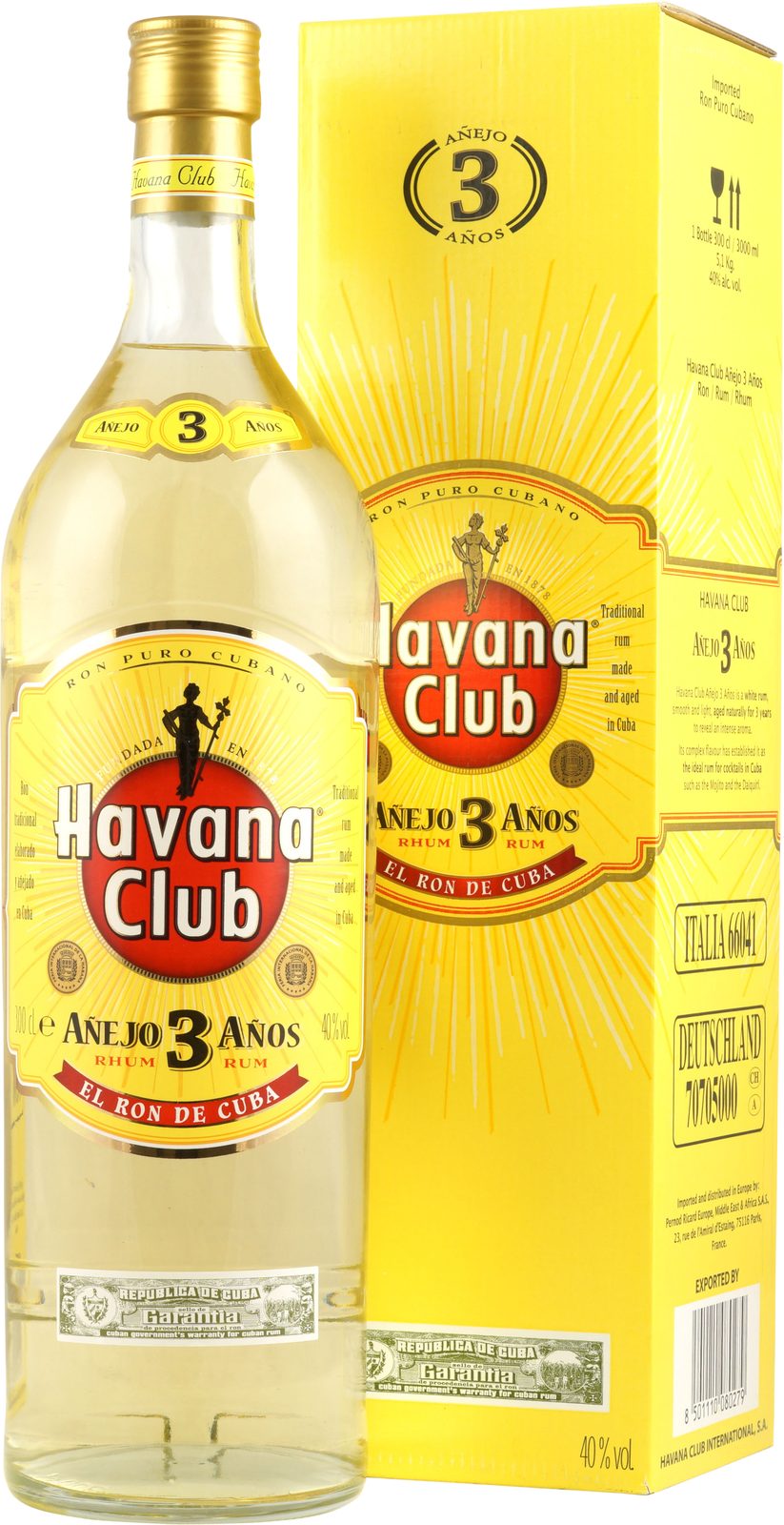Havana Club 3 Jahre Rum in der 3,0 Liter Flasche mit 40