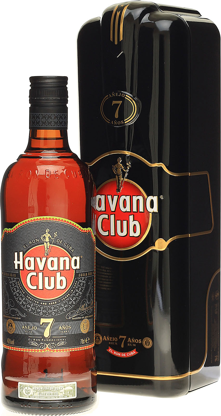 Havana Club 7 Jahre in der Metallbox kommt mit 0 7l und 40% Vol