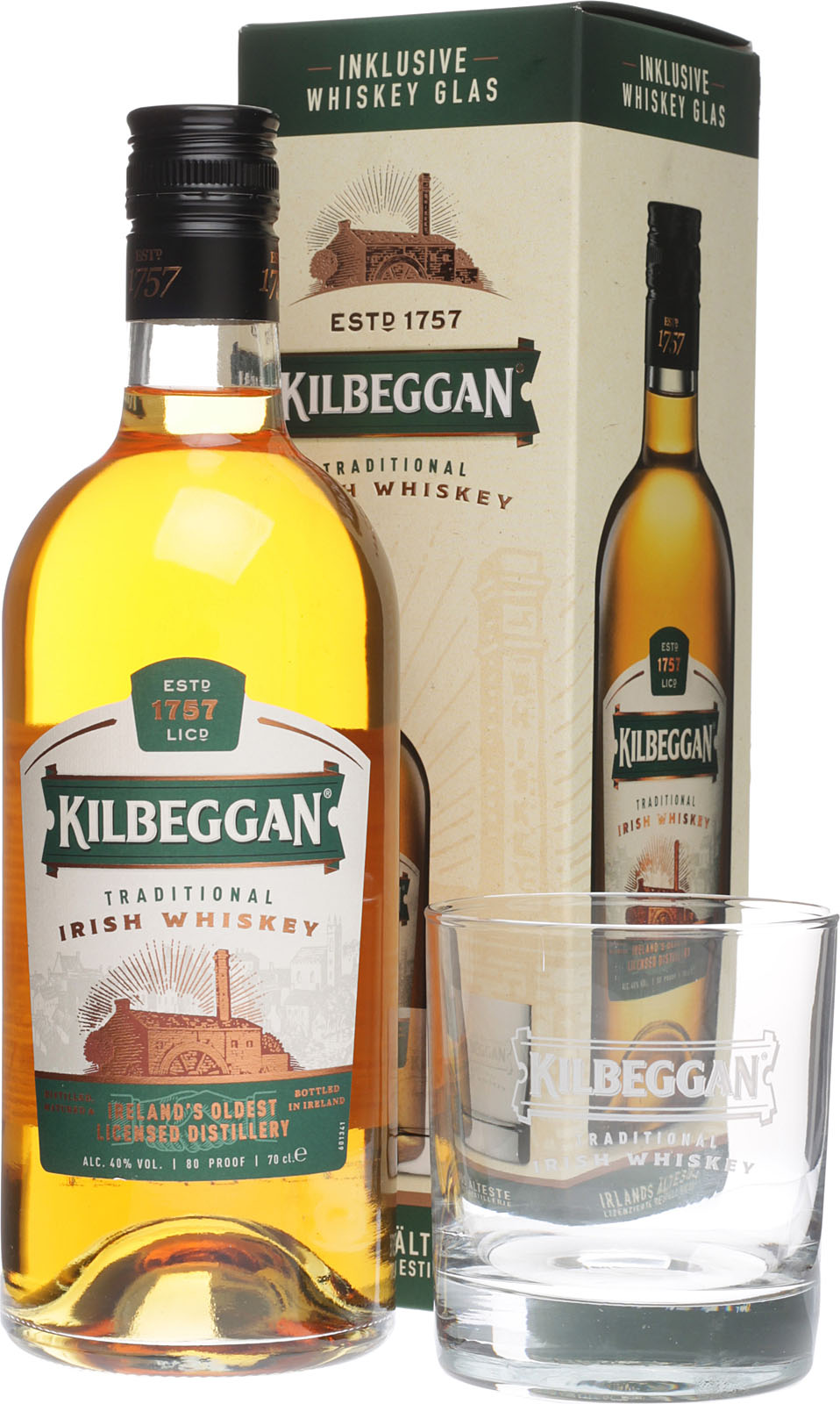 Kilbeggan Traditional Irish Whisky im Geschenkset