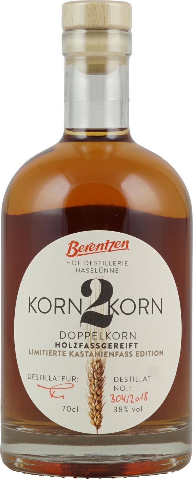 Korn2Korn Kastanie 0,7 Liter 38 % Vol., Doppelkorn im K