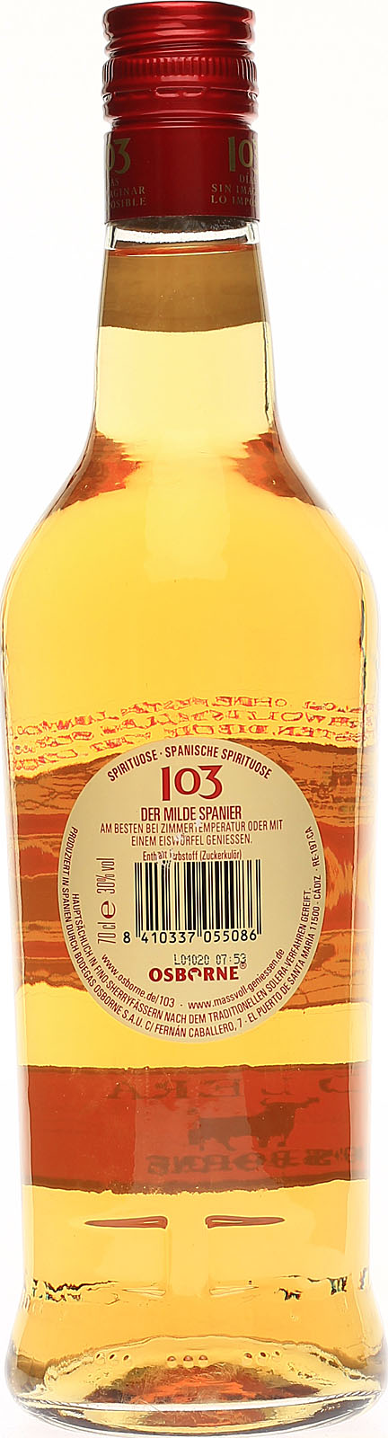 Osborne 103 Etiqueta Blanca Spirituose 0,7 Liter 30% Vo